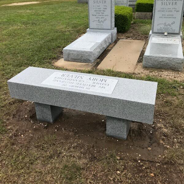 Memorial bench in Jewish cemetery