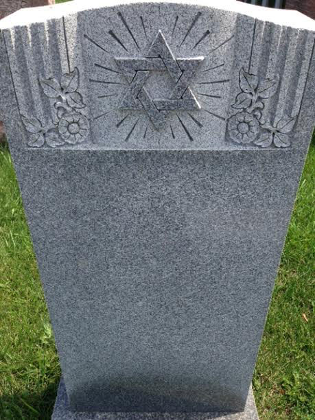 gray granite headstone with Jewish star in Long Island cemetery